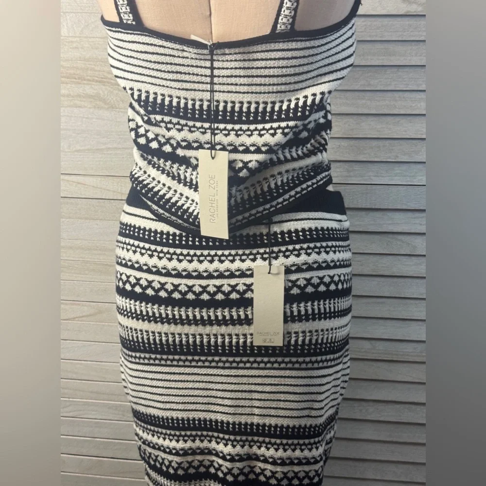 Rachel Zoe Knit Sweater Set Black White Size Medium NWT Two Piece Maxi Skirt